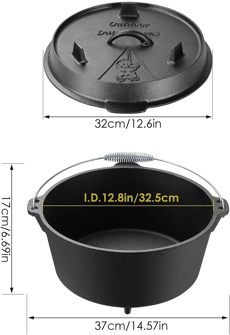 Cast Iron Dutch Oven Camping Pot