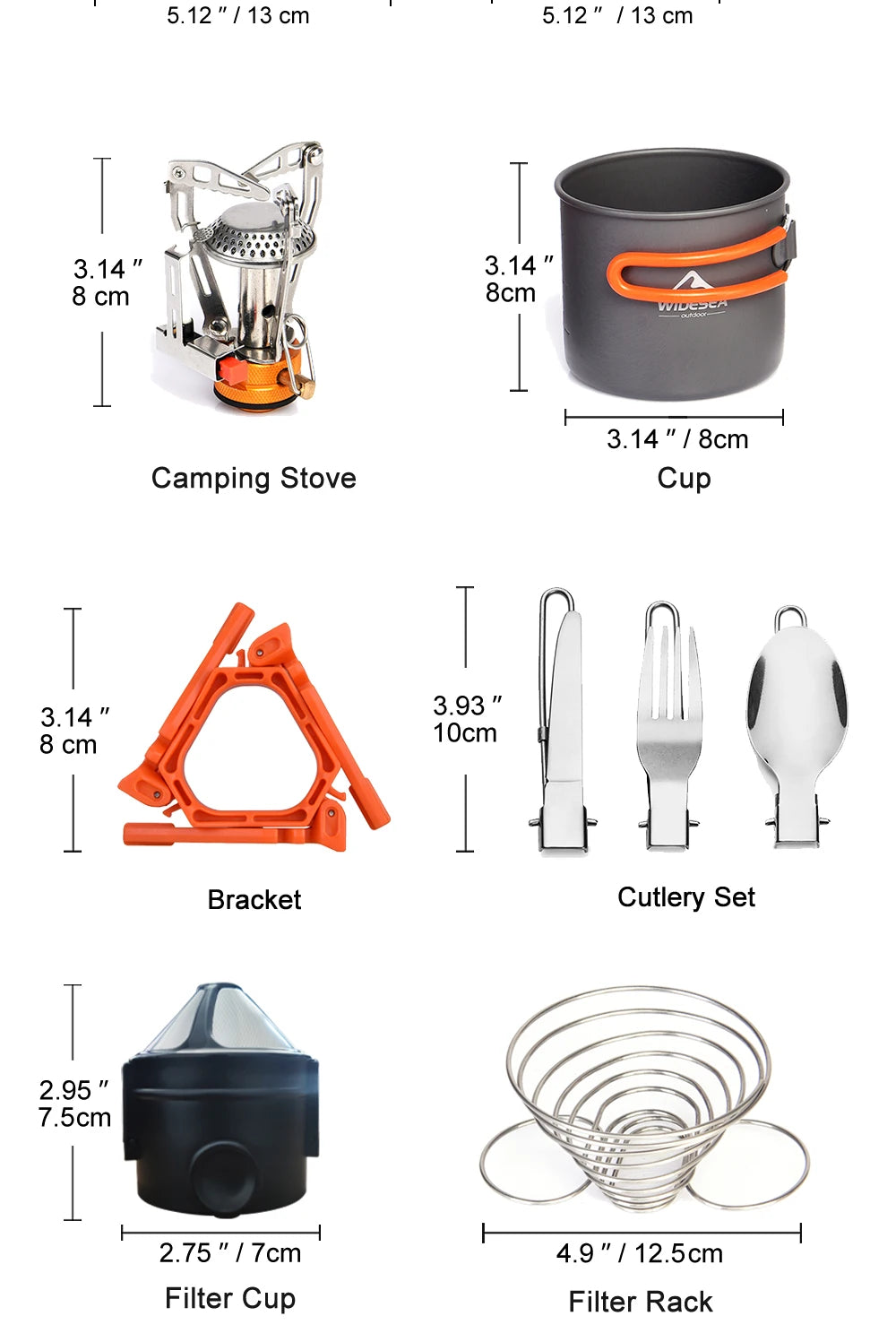 Camping Cookware Set with burner stove & utensils