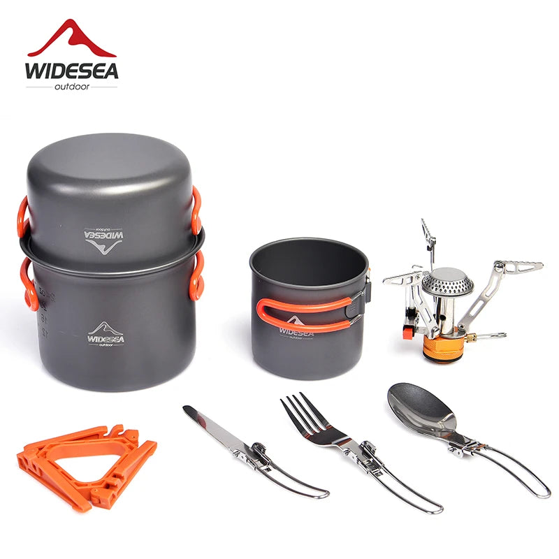 Camping Cookware Set with burner stove & utensils