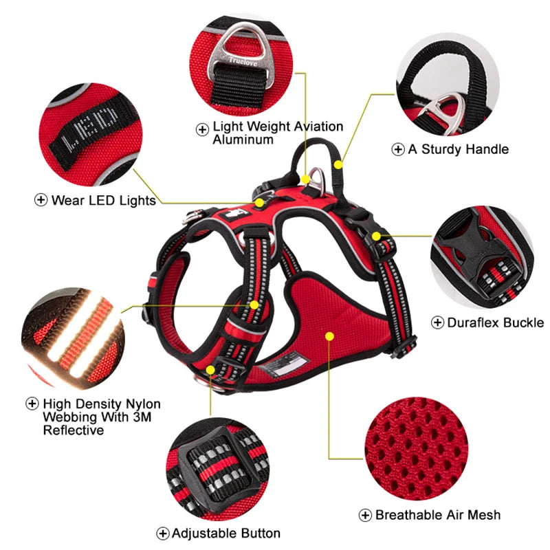 Reflective Dog Harness, No-Pull, Adjustable for All Sizes