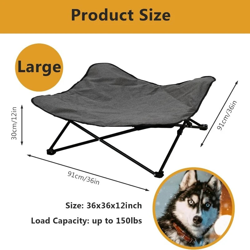 Folding Dog Bed, Portable Raised, Carrying Bag Included