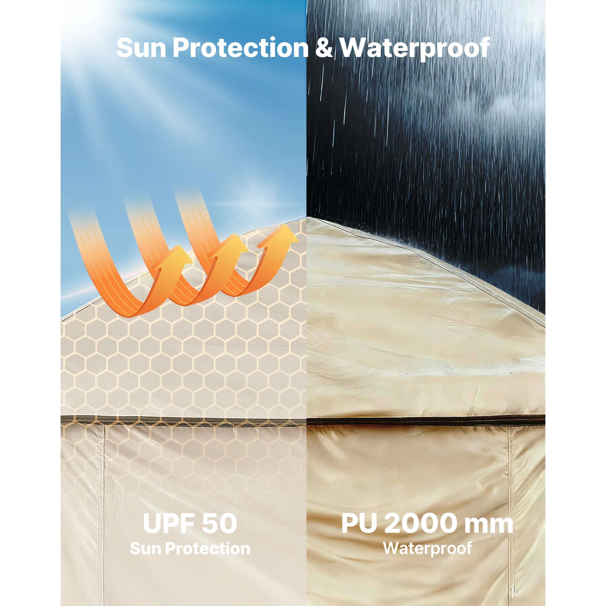 Foldable Privacy Tent with Ground Stakes, Ropes, & Crossbar