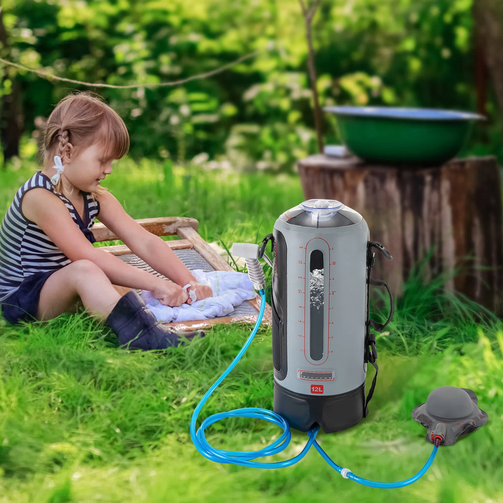 12L Portable Pressure Heating Camp Shower - Solar Heated Outdoor Shower