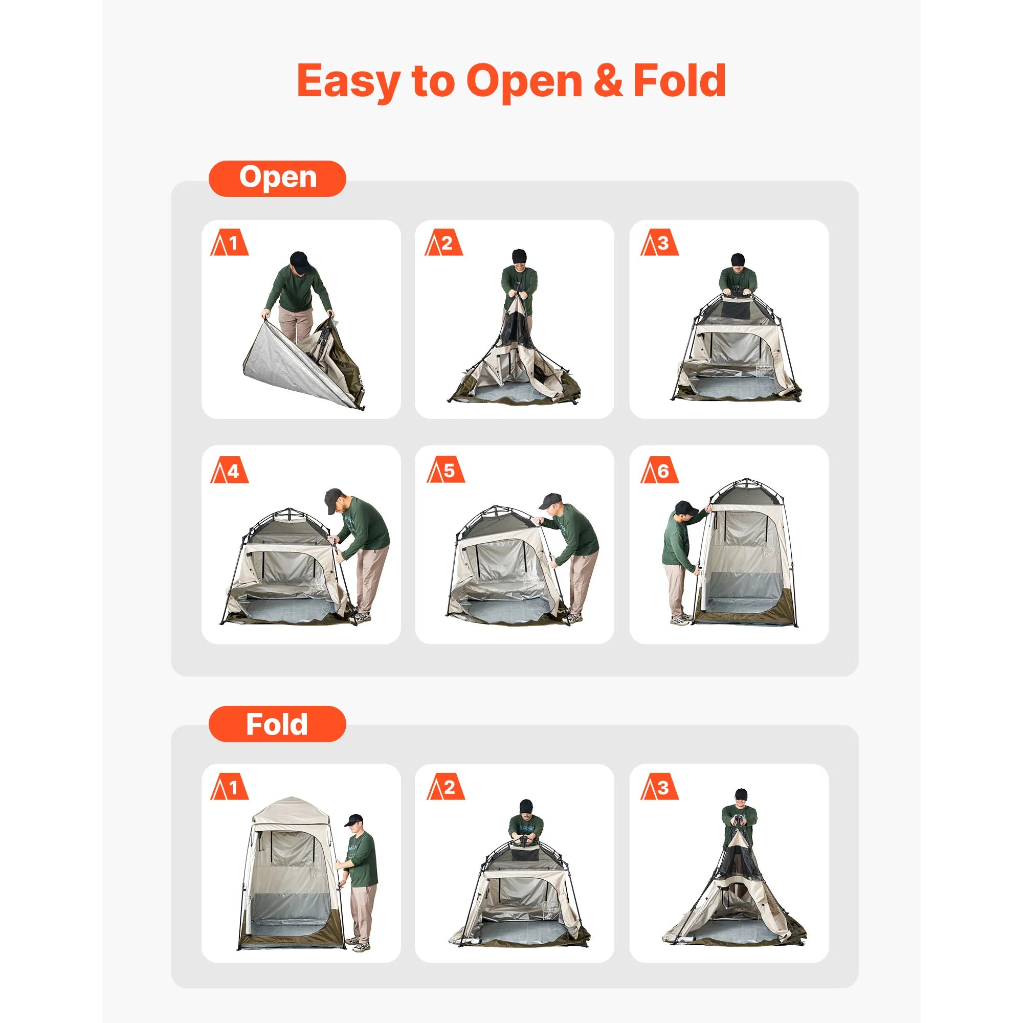 Foldable Privacy Tent with Ground Stakes, Ropes, & Crossbar