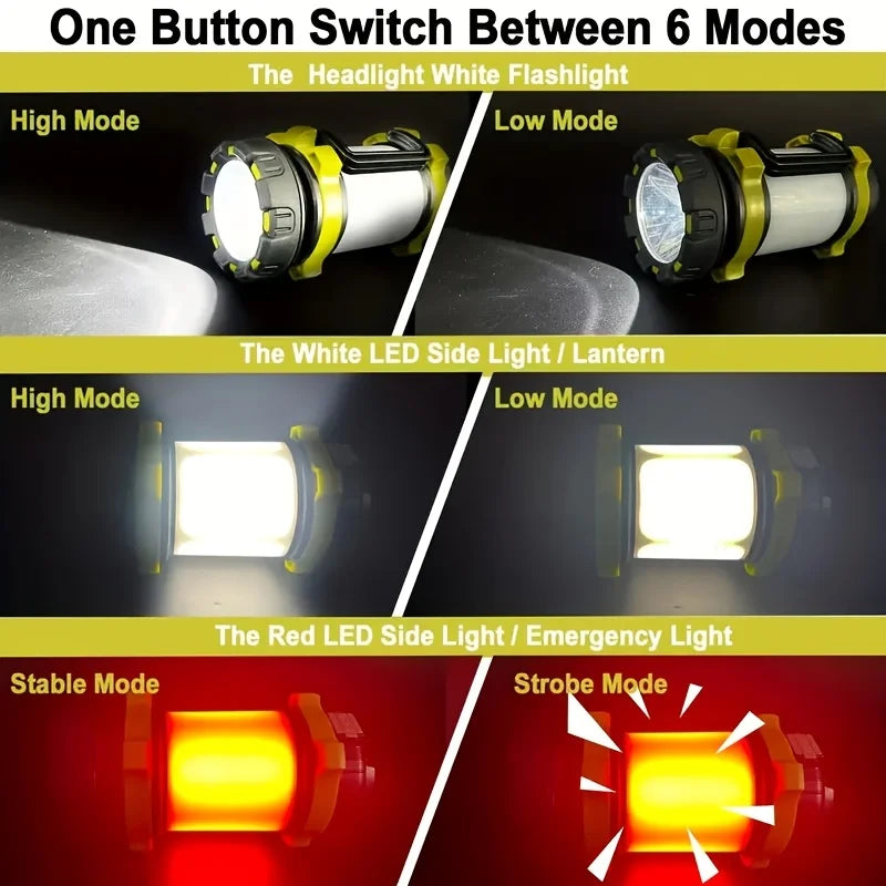 Rechargeable LED Lantern Flashlight and Power Bank - 3-in-1 Camping Light