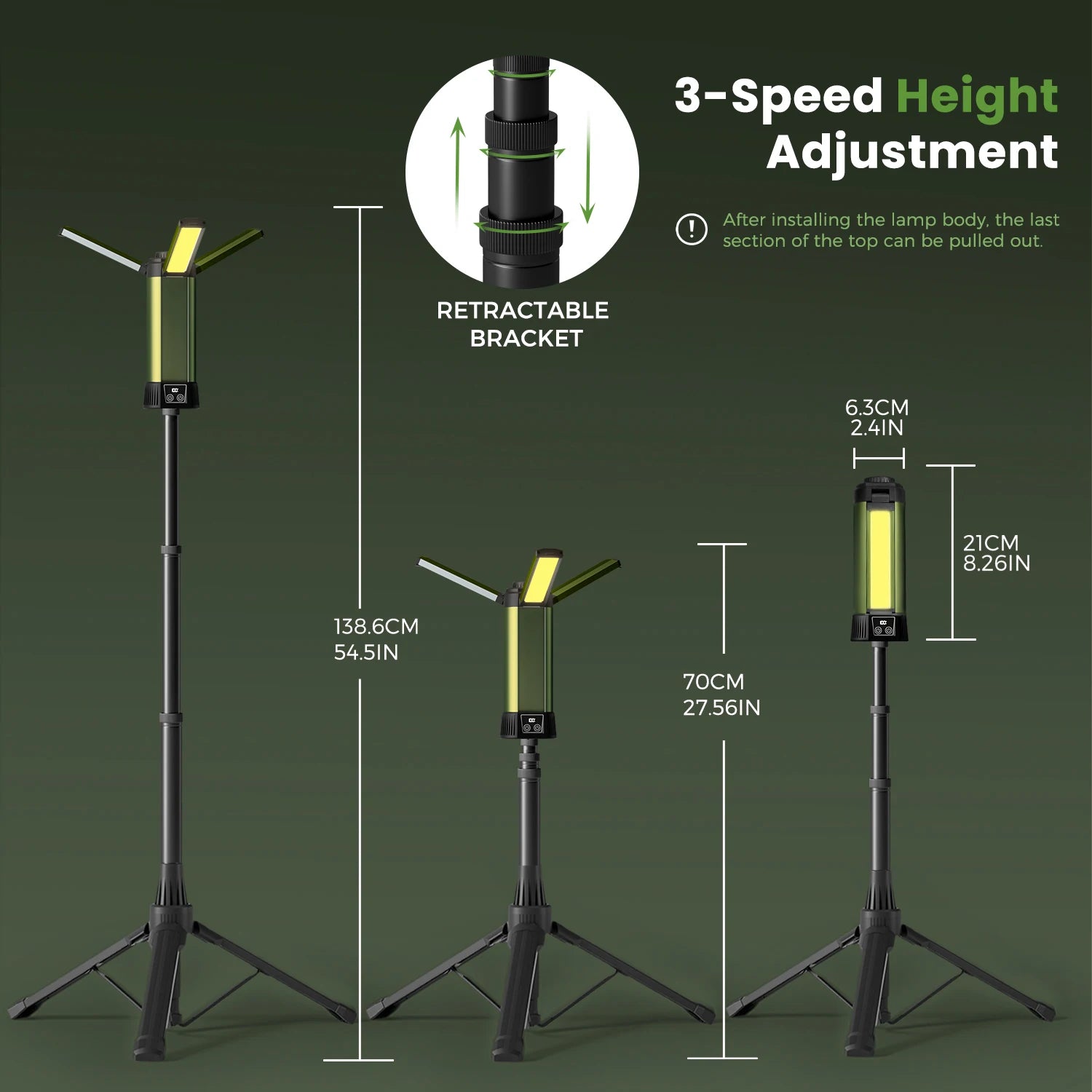 6000mAh LED Outdoor Camp Light, Adjustable, Dimmable