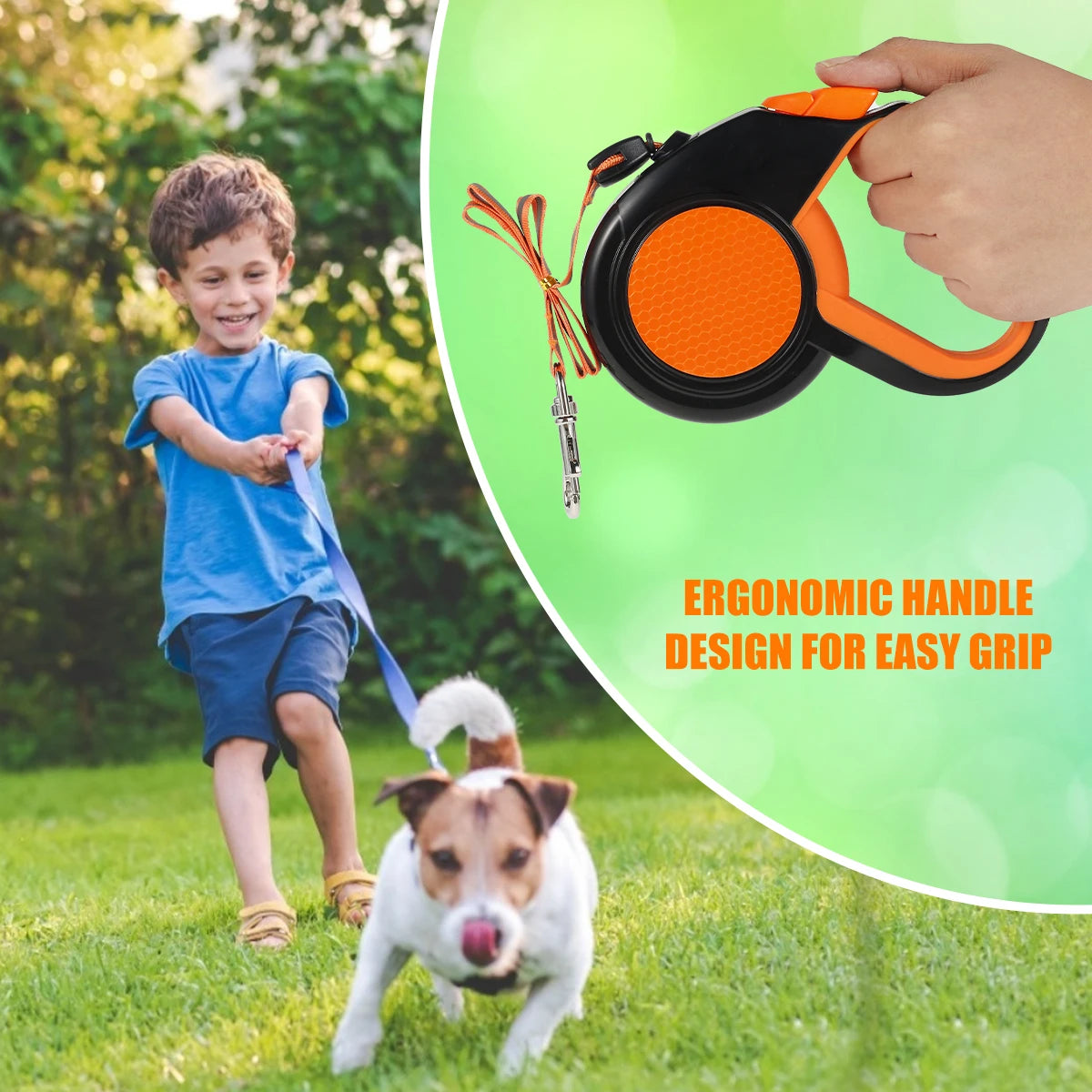 8M Retractable Dog Lead, Heavy-Duty Reflective Leash