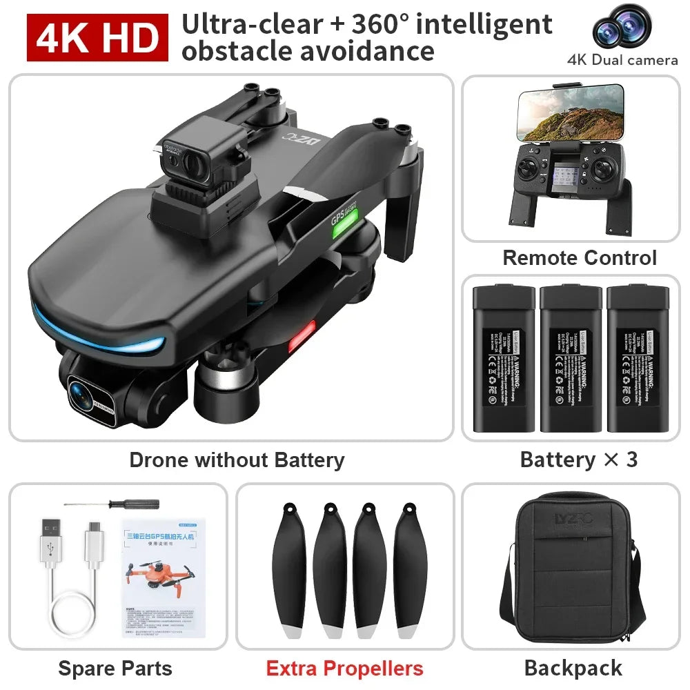 Professional Drone with 4K HD Camera & GPS Return-Home - Aerial Photography Quadcopter
