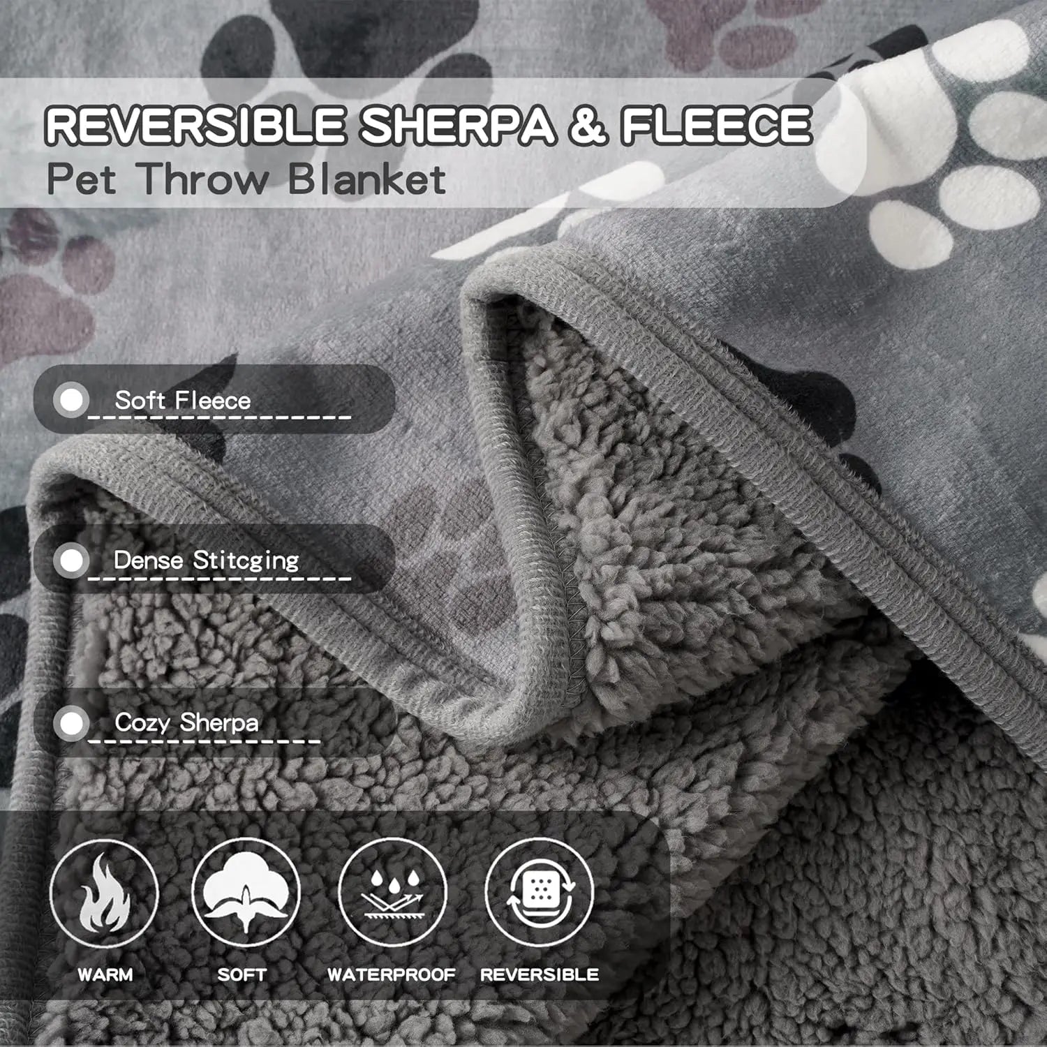 Waterproof Fleece Dog Blanket 50x60 Inches