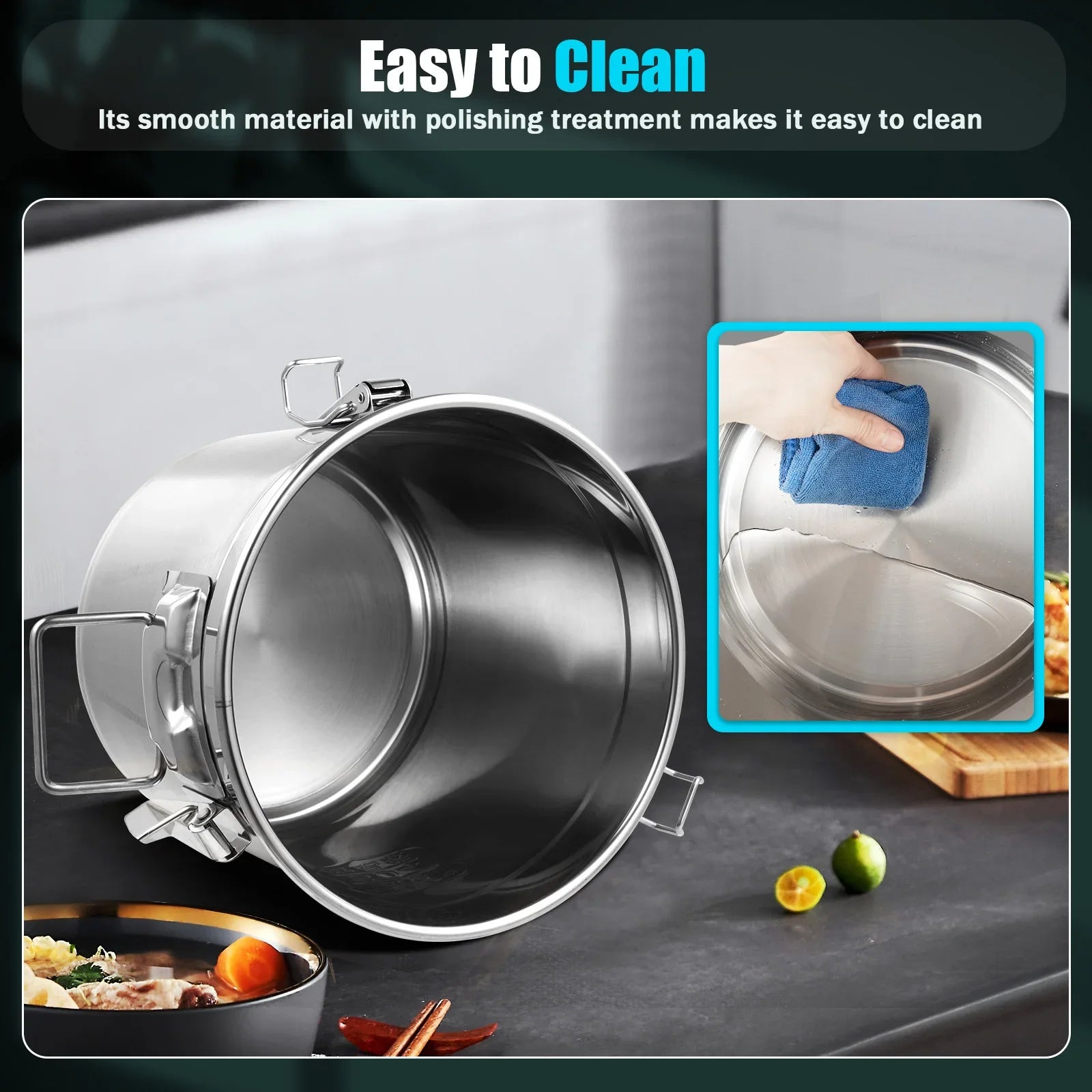 Airtight Canister Stainless Steel w/Locking Clamps