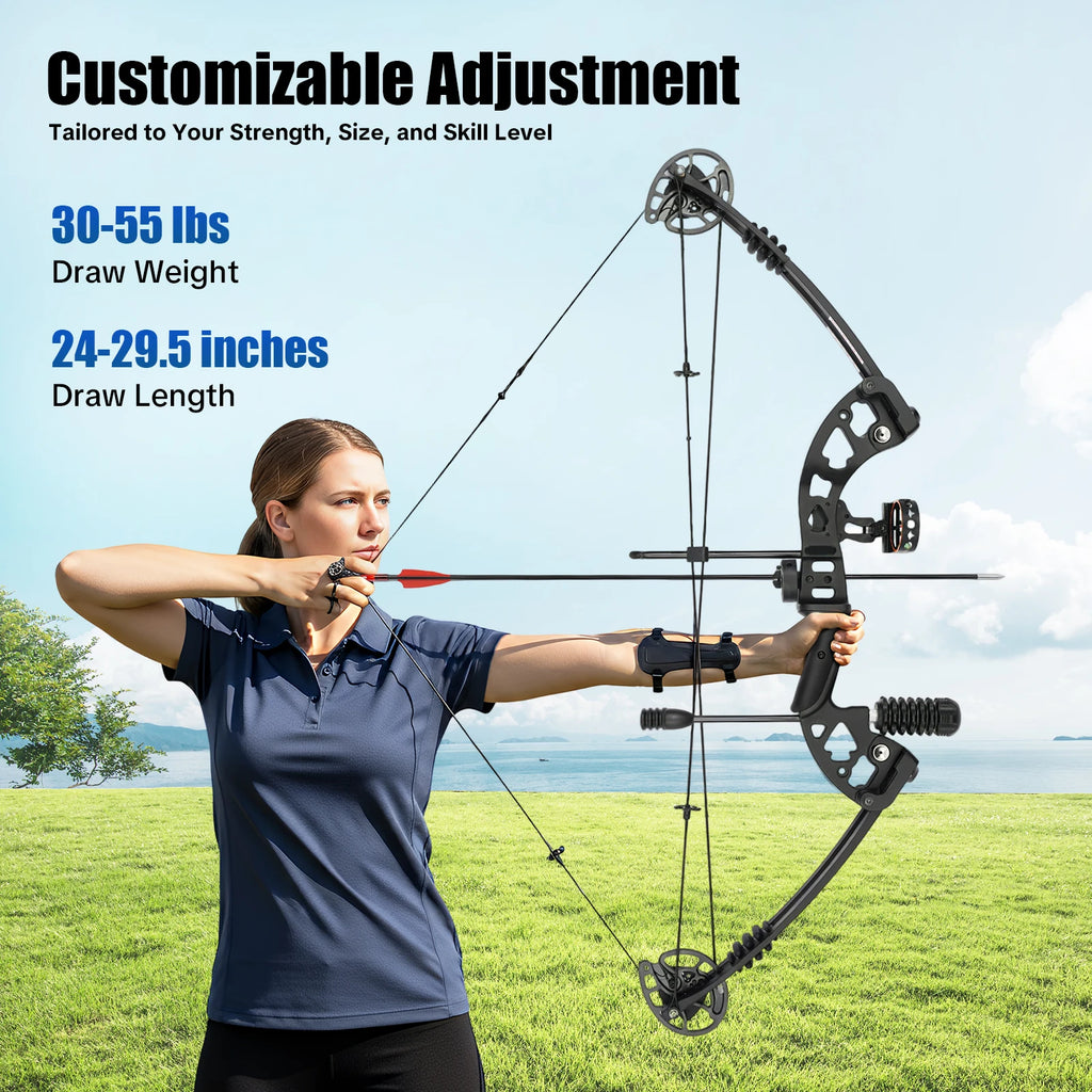 Compound Bow, Right Hand, Hunting Kit: 3 Pin Lighted Sight