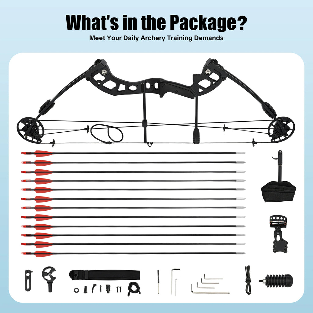 Compound Bow, Right Hand, Hunting Kit: 3 Pin Lighted Sight