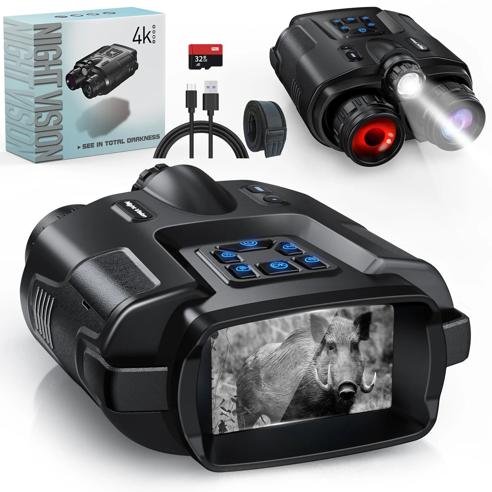 Night Vision Binoculars Rechargeable 8X Digital Zoom 600 Meters