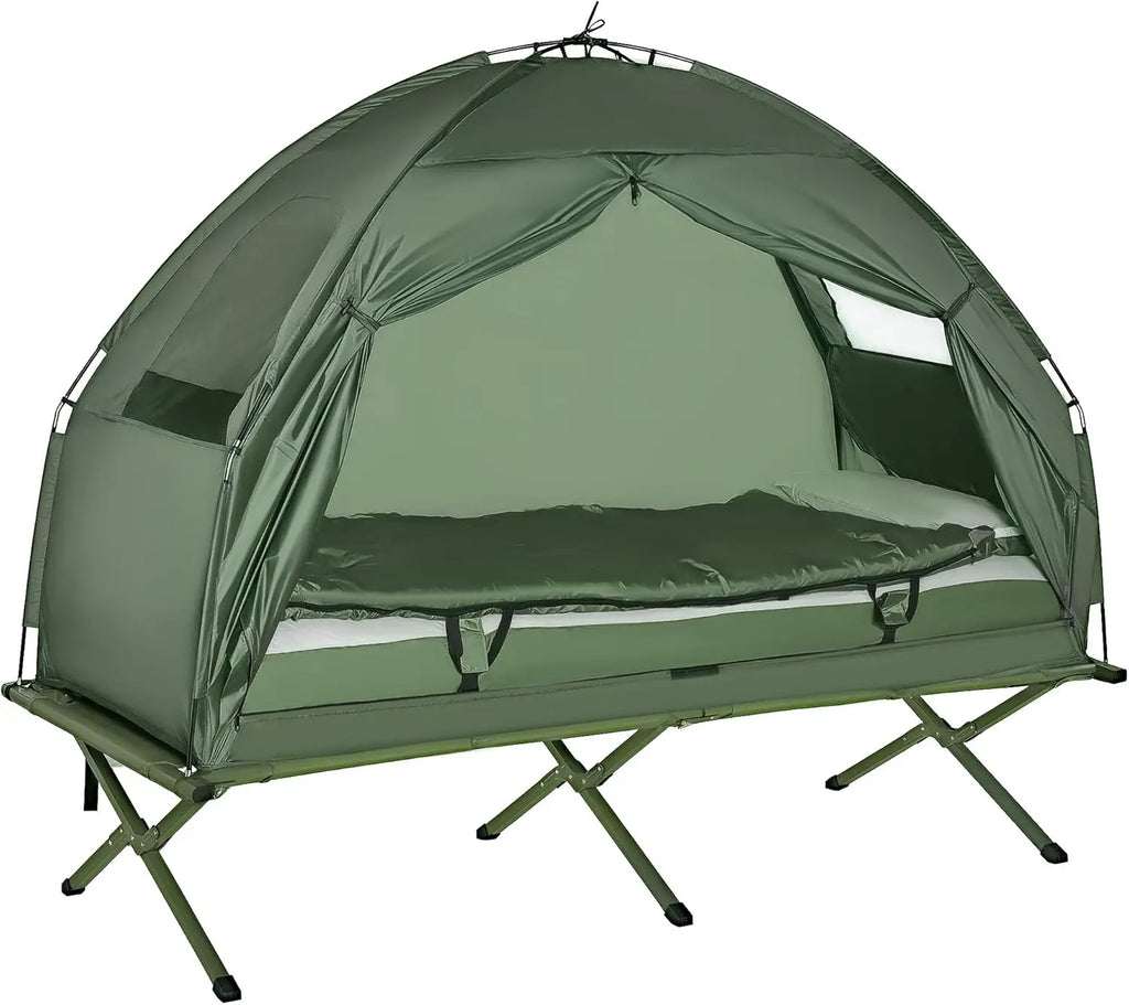 6-in-1 Folding Tent Cot with Mattress, Pillow, Sleeping Bag