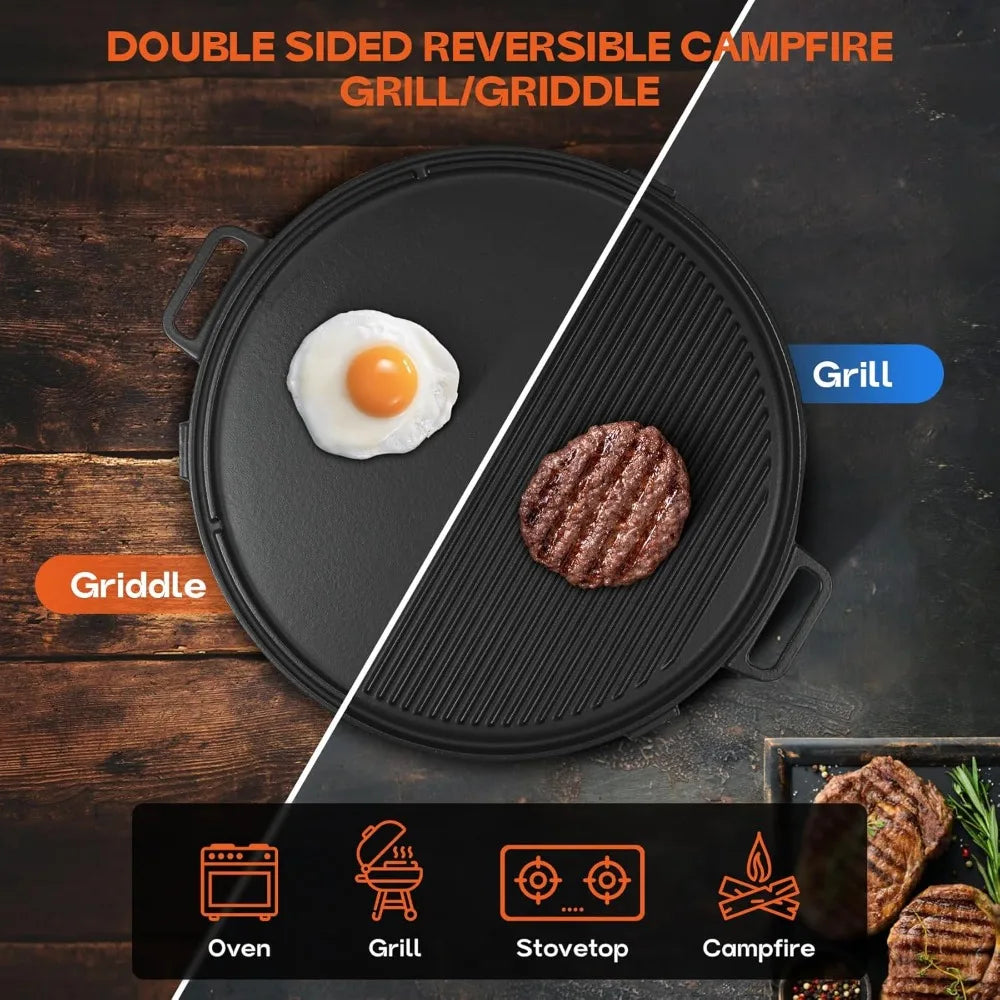 18" Campfire Cast Iron Grill, Reversible