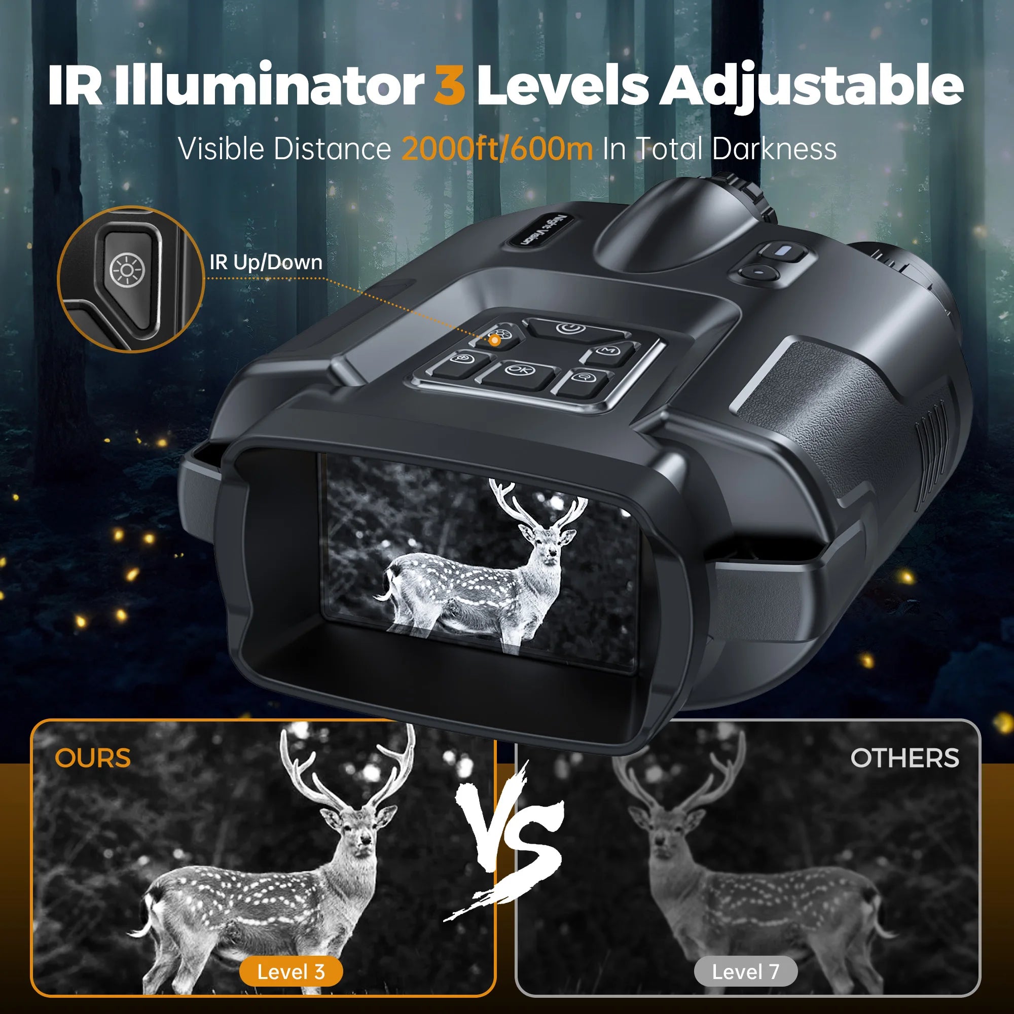 Night Vision Binoculars Rechargeable 8X Digital Zoom 600 Meters