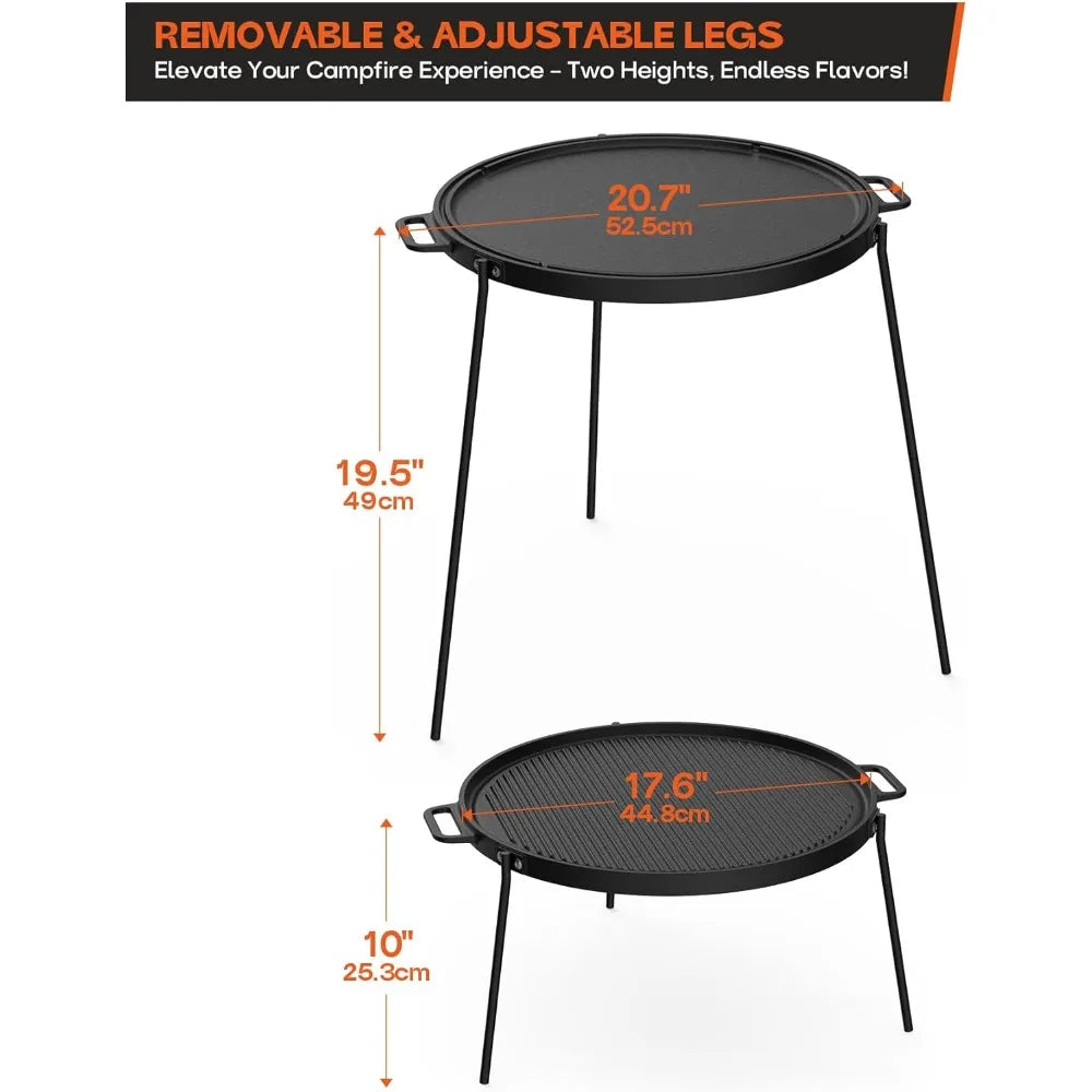 18" Campfire Cast Iron Grill, Reversible