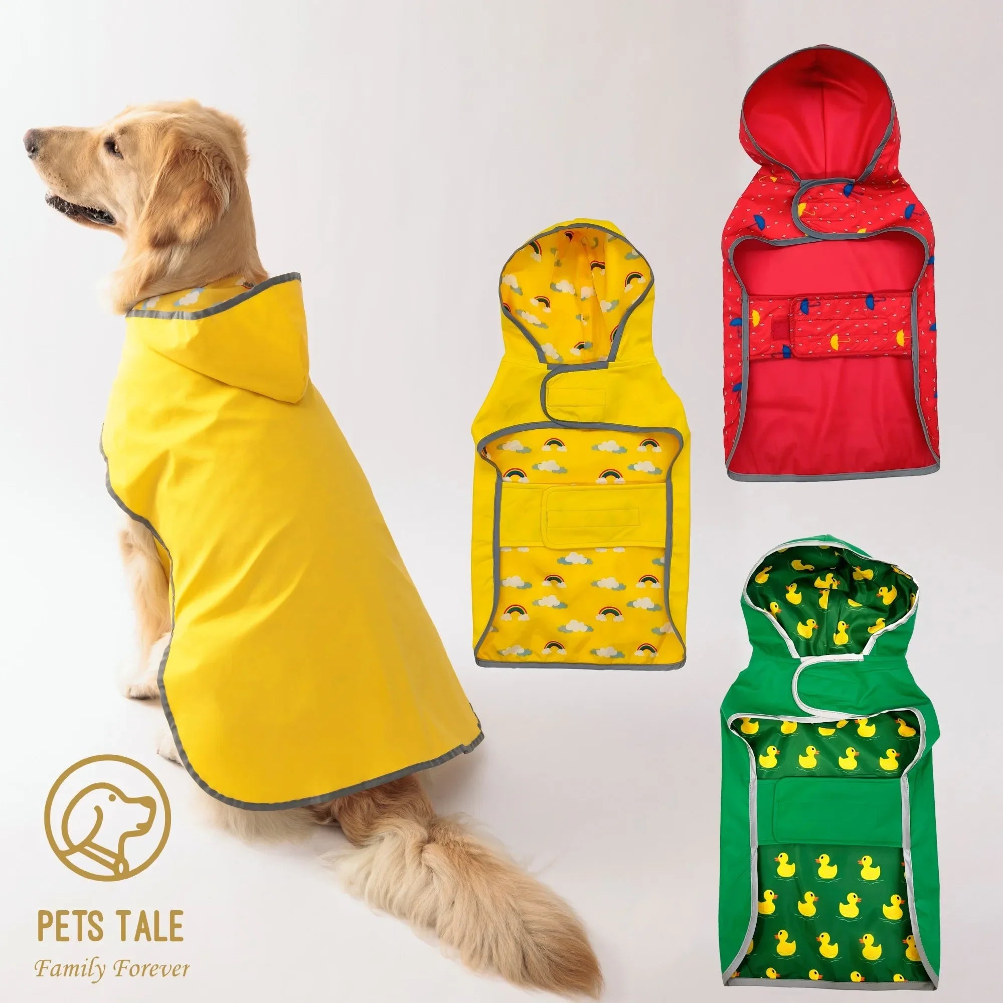 Dog Raincoat: Dual-sided Waterproof Coat with Velcro Closure