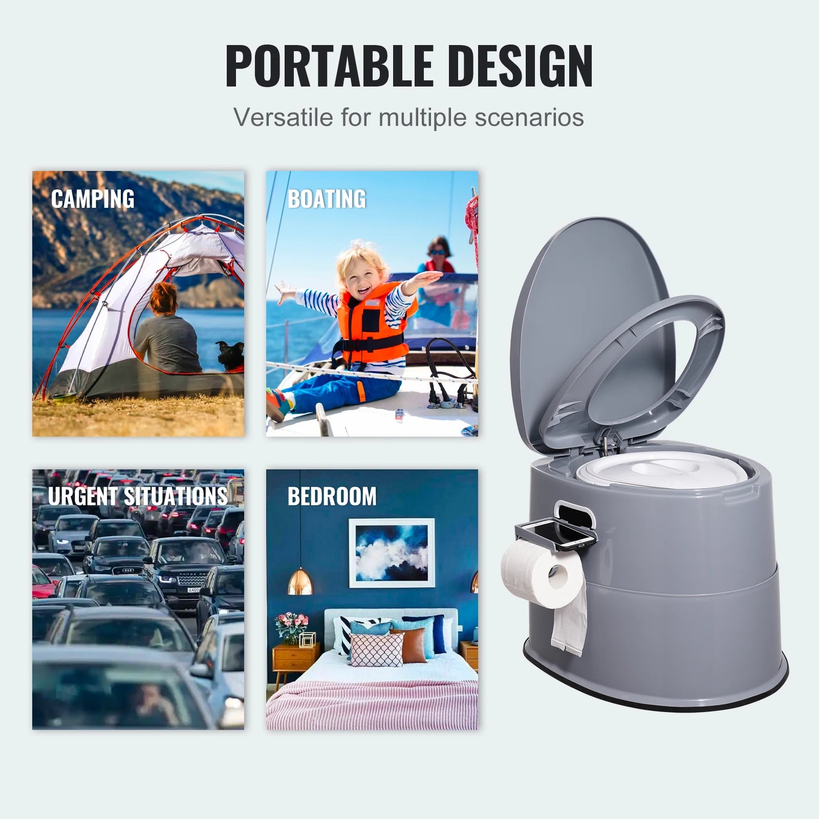 Portable Travel Toilet with Detachable Inner Bucket