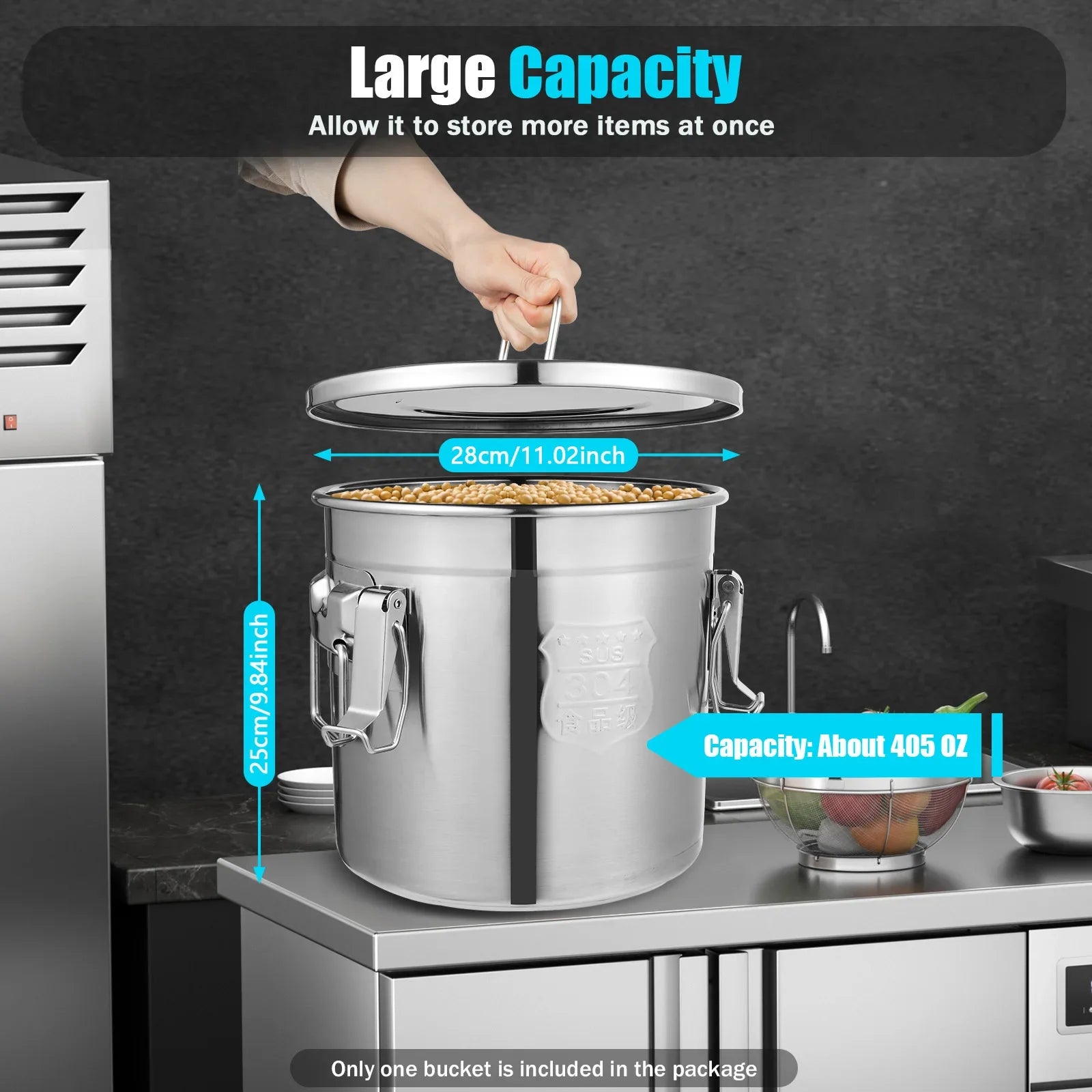 Airtight Canister Stainless Steel w/Locking Clamps