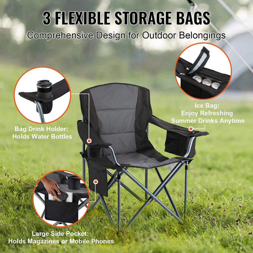 Camping Arm Chairs Padded Lumbar Back