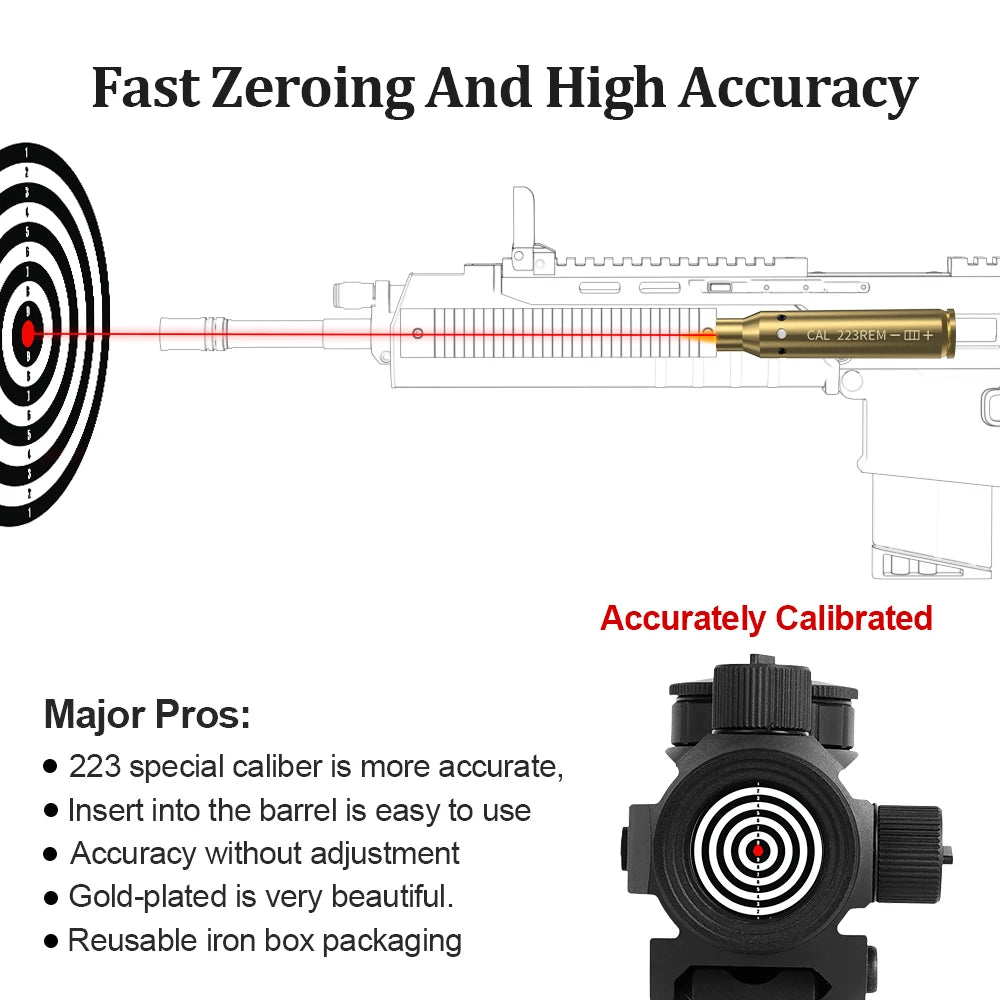 223REM Optics Cartridge Red Dot Laser Bore