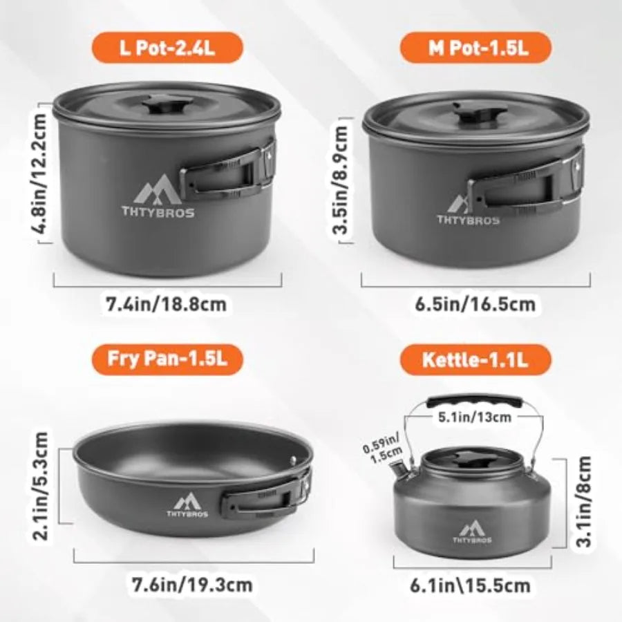 27pcs Camping Cookware Set for 2-4 People