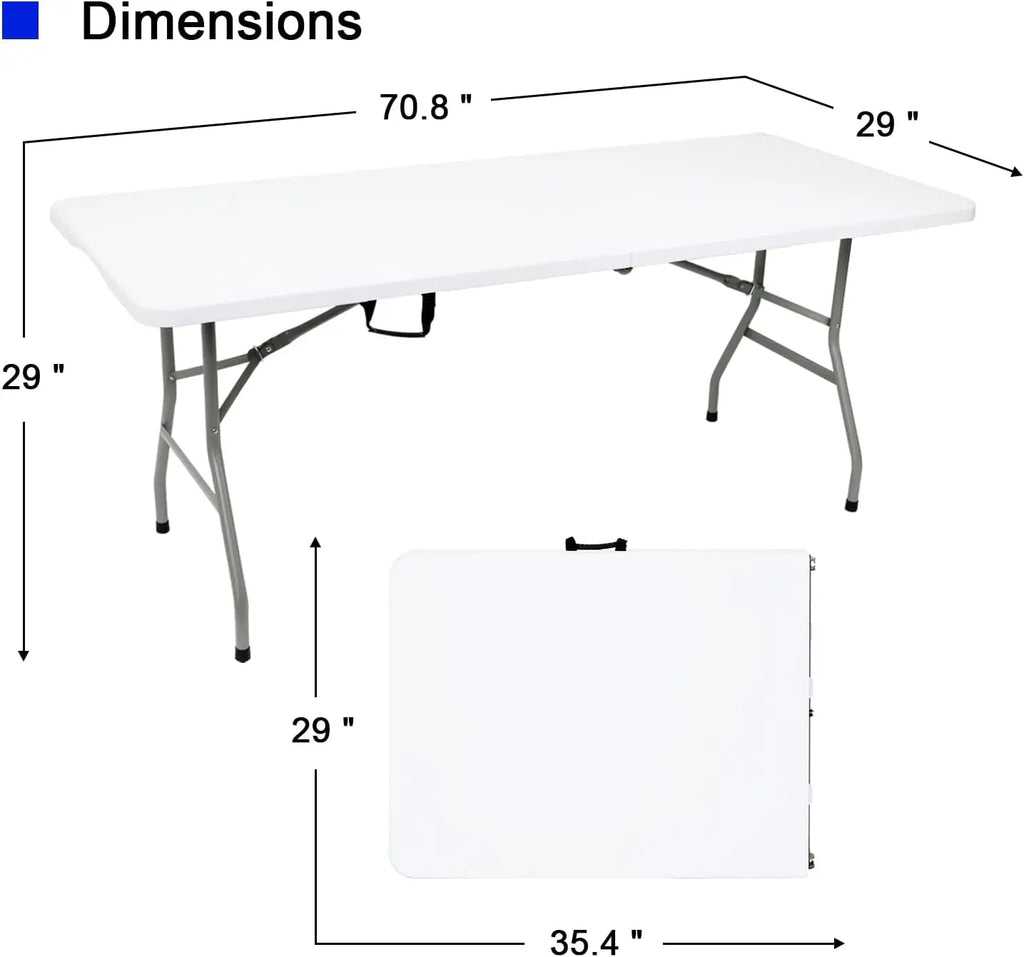 6 ft White Heavy Duty Plastic Folding Table