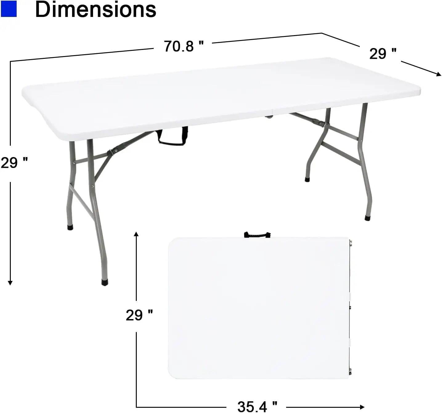 6 ft White Heavy Duty Plastic Folding Table