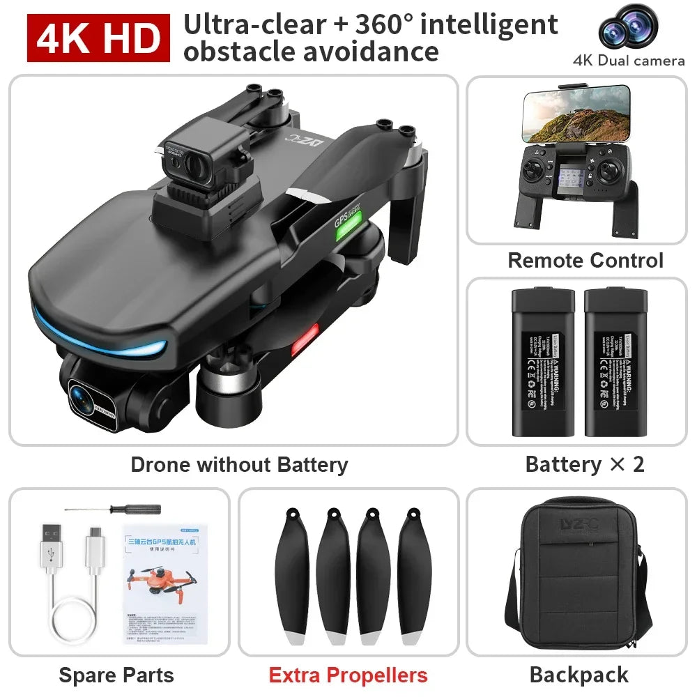 Professional Drone with 4K HD Camera & GPS Return-Home - Aerial Photography Quadcopter