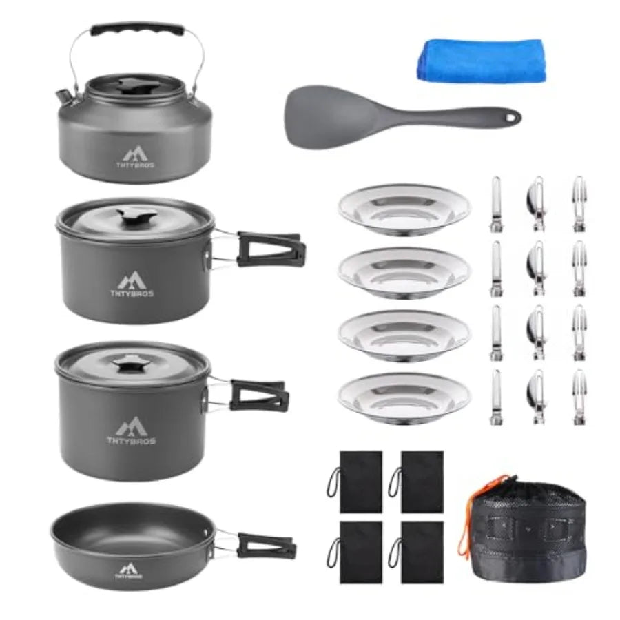 27pcs Camping Cookware Set for 2-4 People