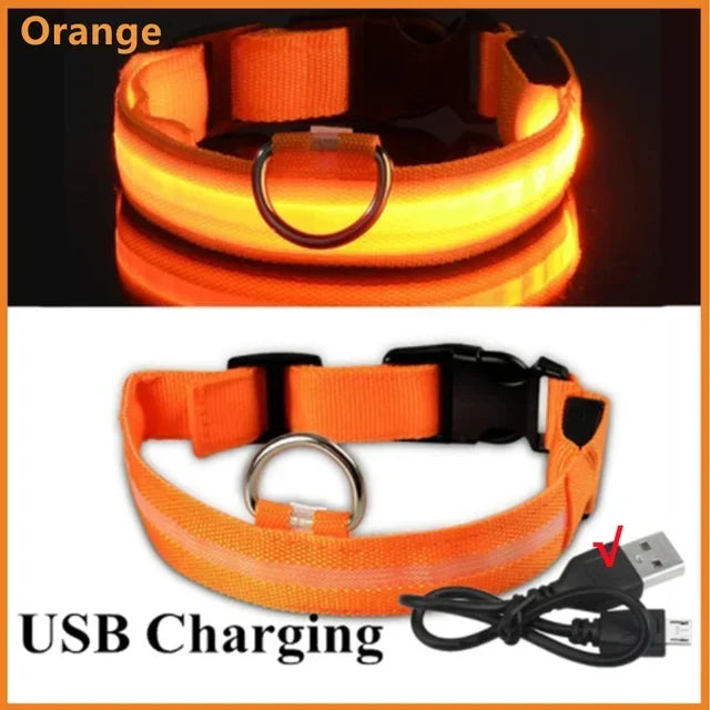 LED Glowing Dog Collar Adjustable Rechargeable