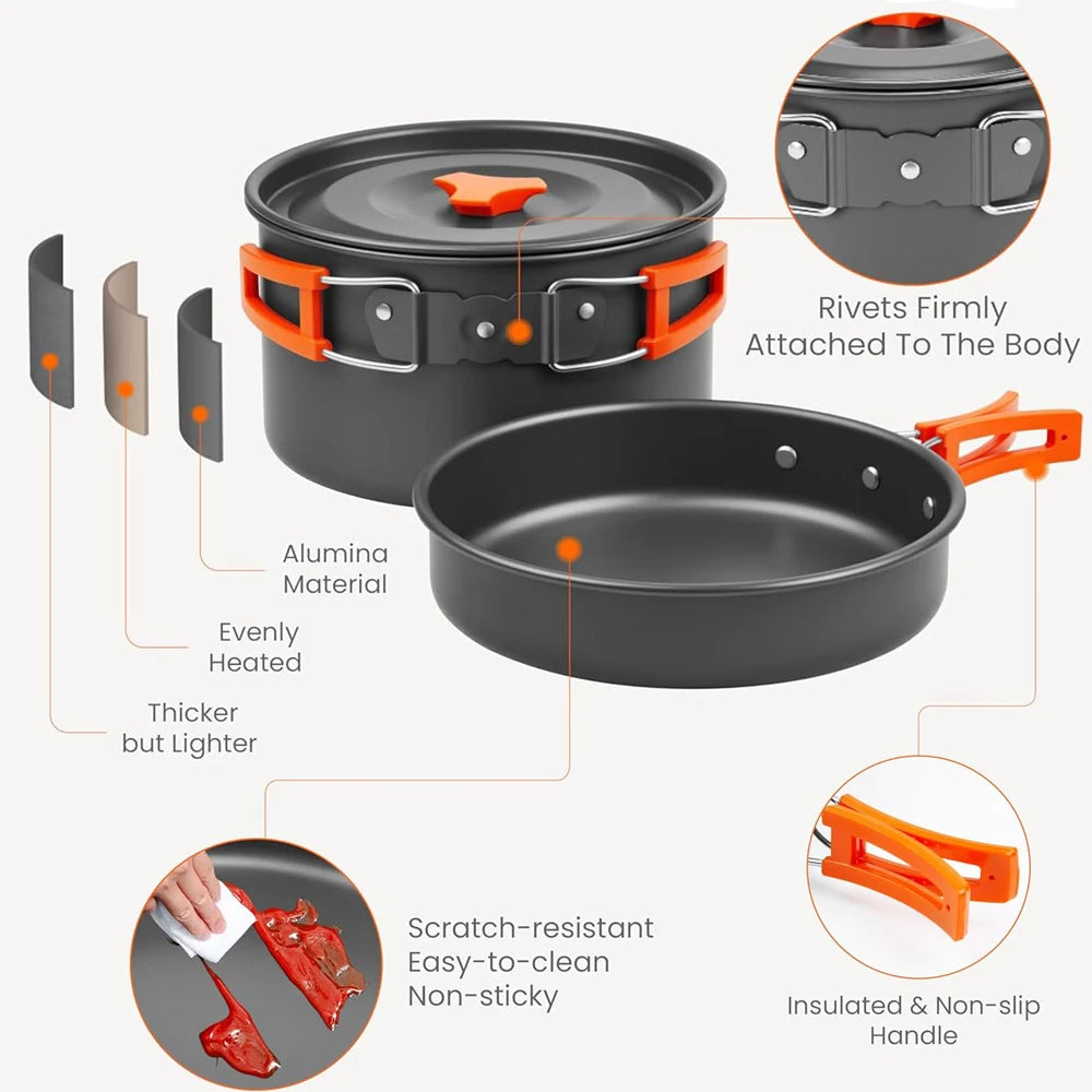 26pcs Camping Cookware Kit for 2-4 People