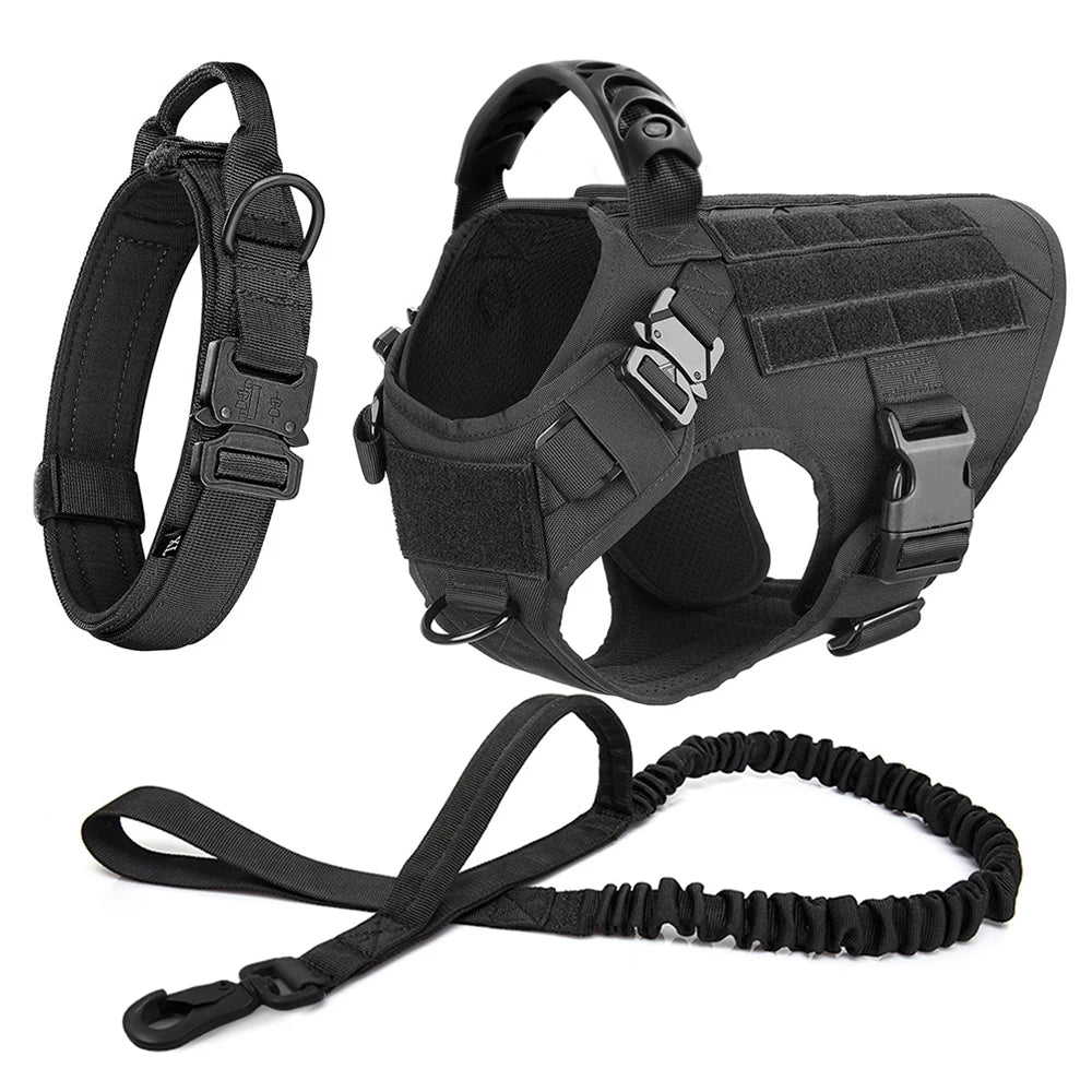 6pc Tactical Dog Harness, Collar, And Leash Set