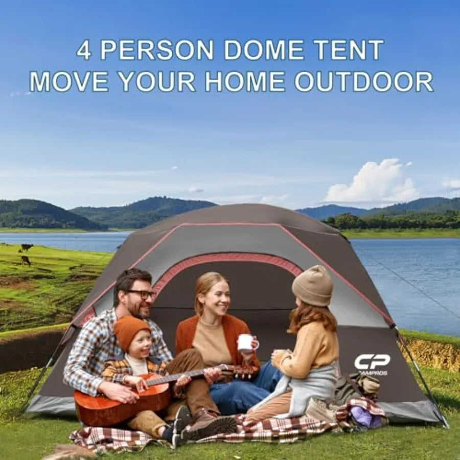 4 Person Easy Set-Up Tent - Waterproof Family Camping Tent