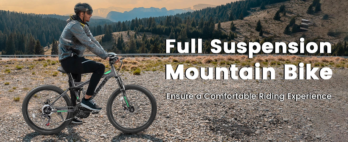 Dual Full Suspension Mountain Bike 24/26/27.5 Inch, 21-Speed