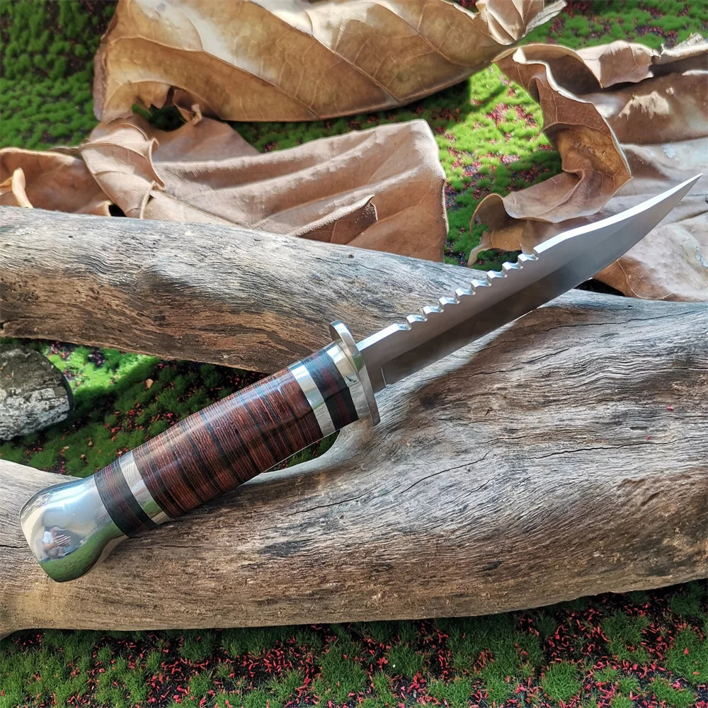 High-Quality Steel Blade Hunting Knife with Wooden Handle