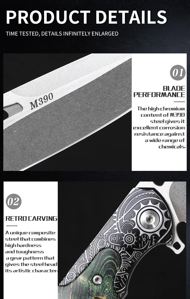 High Quality Handmade M390 Steel Folding Pocket Knife