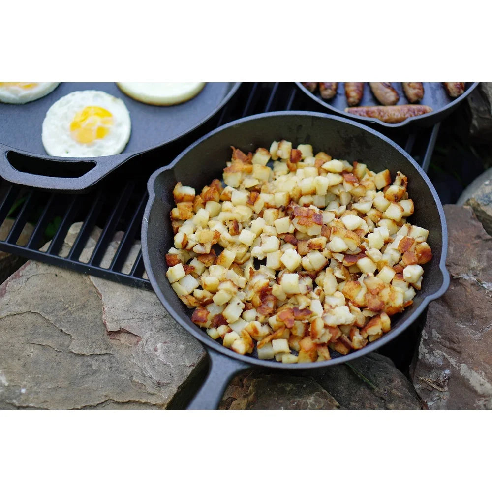 Pre-Seasoned Cast Iron Skillet 10.5 Inch Campfire Safe