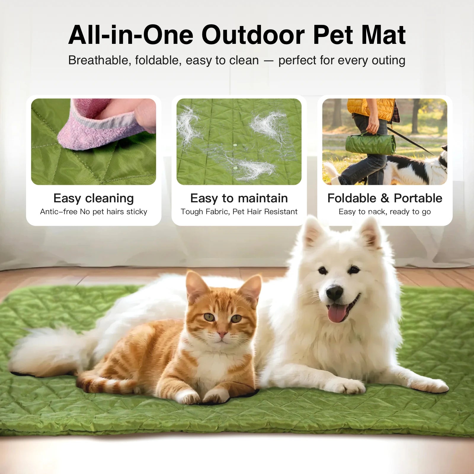 Outdoor Portable Dog Mat, Roll-Up, Washable