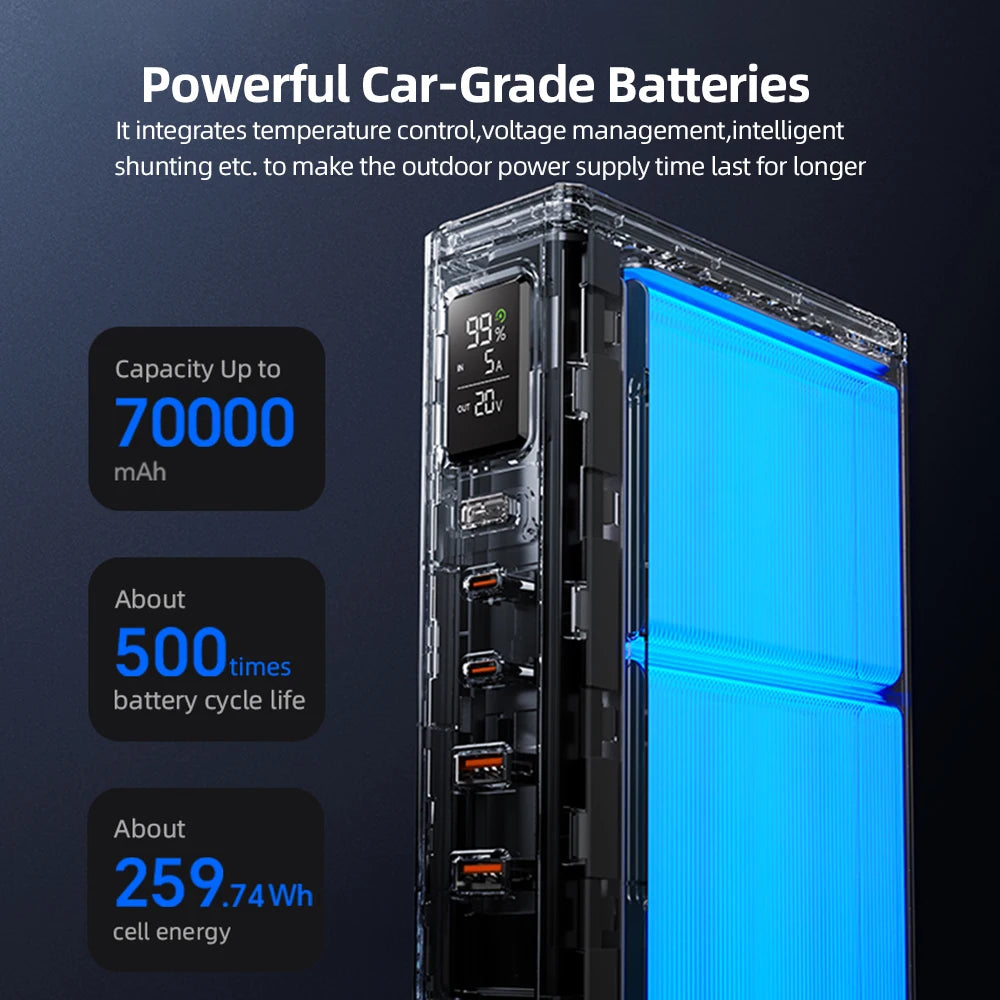 Large Capacity Battery w/ Rechargeable LED Lamp