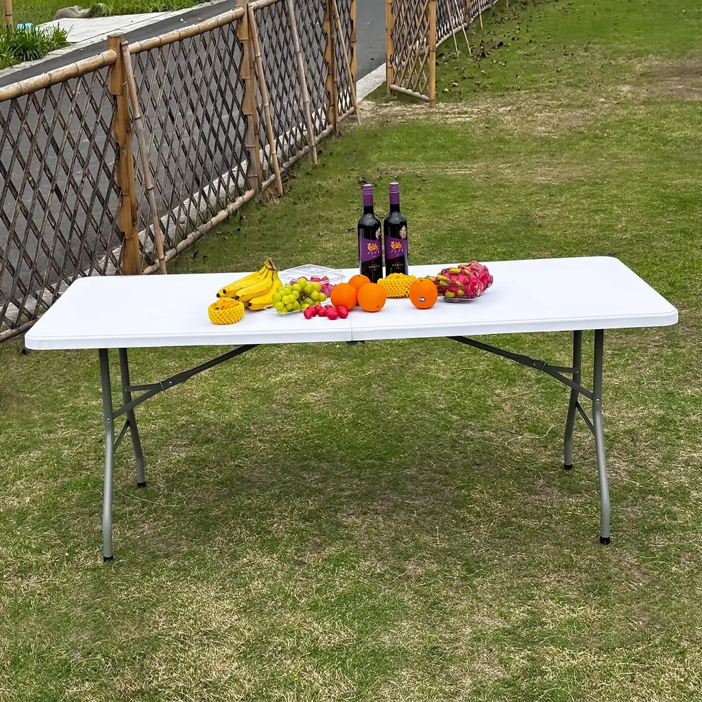 6 ft White Heavy Duty Plastic Folding Table