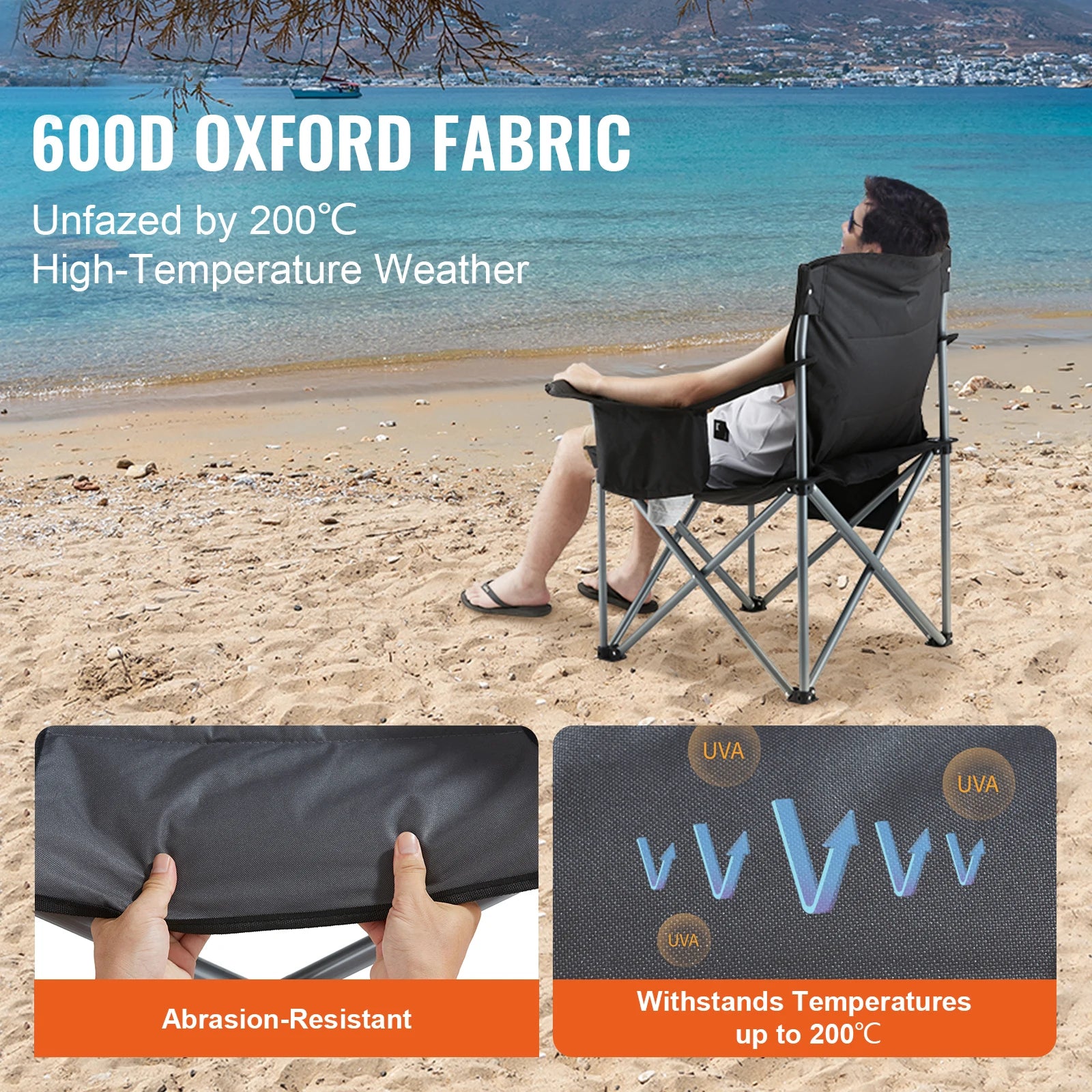 Camping Arm Chairs Padded Lumbar Back