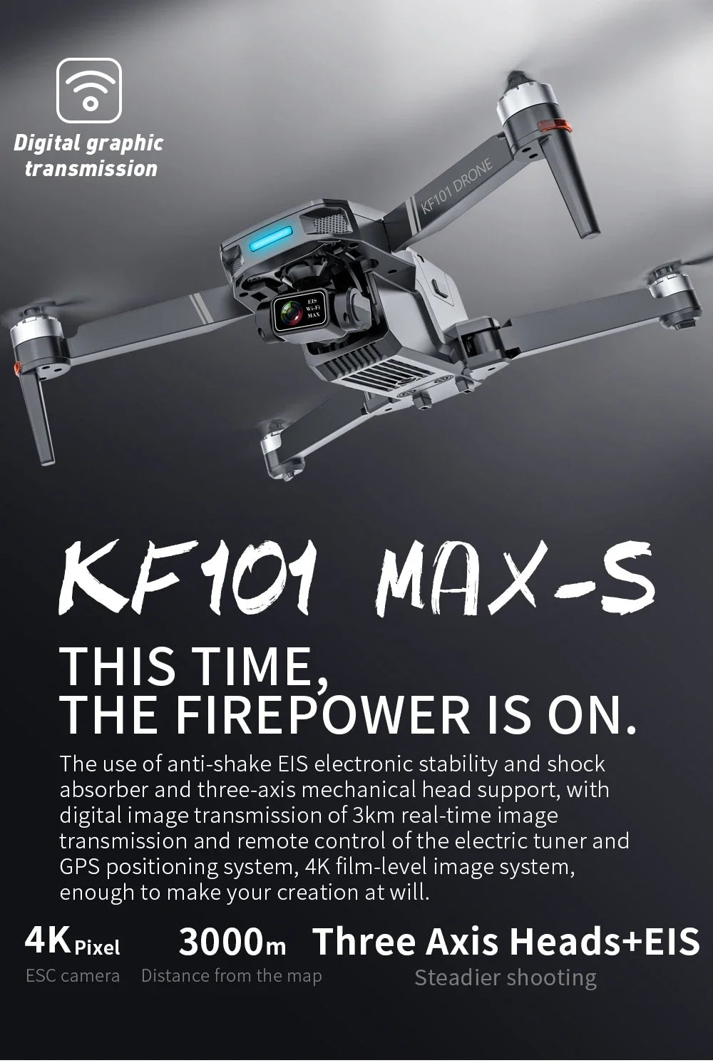 4K GPS Drone with Obstacle Avoidance & 3-Axis Gimbal - 5km Range