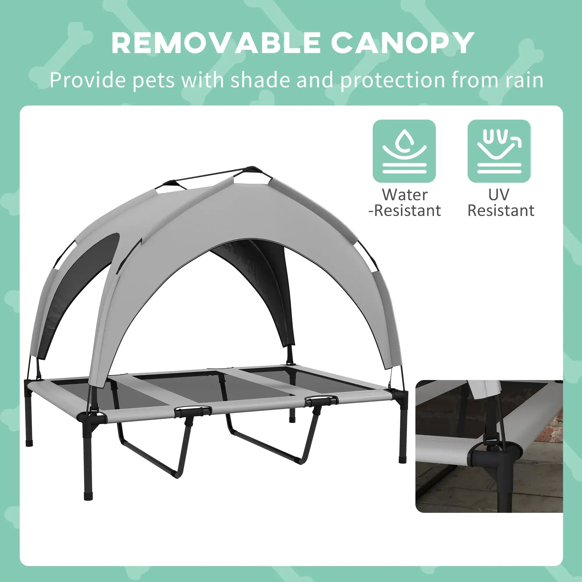 Elevated Large Dog Bed with Cooling Pad, Removable Canopy