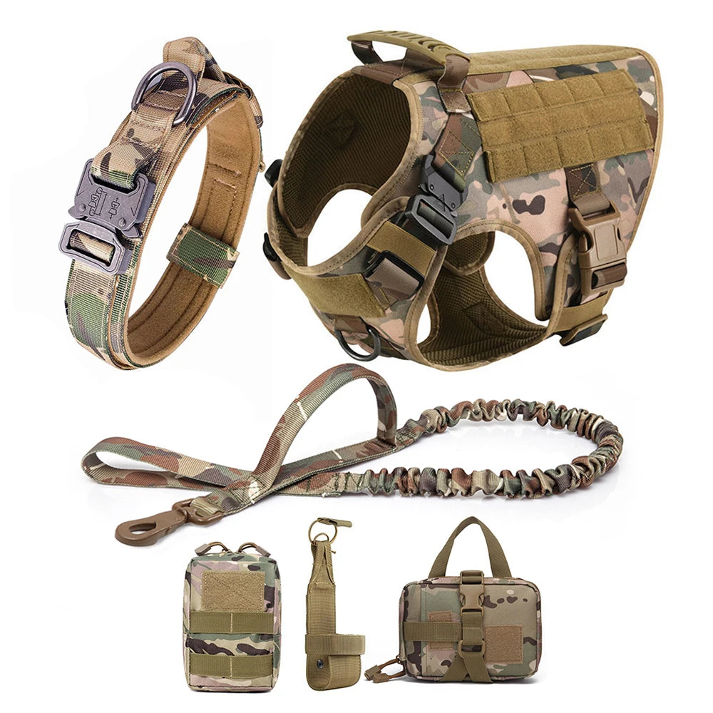 6pc Tactical Dog Harness, Collar, And Leash Set