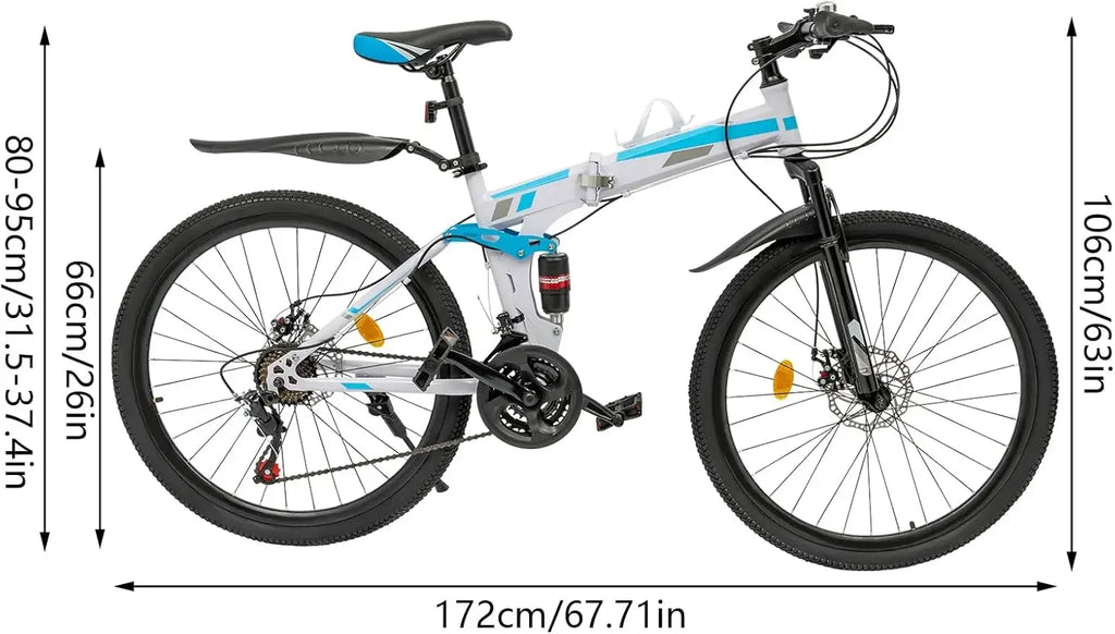 Foldable 26" Mountain Bike, 21 Speed