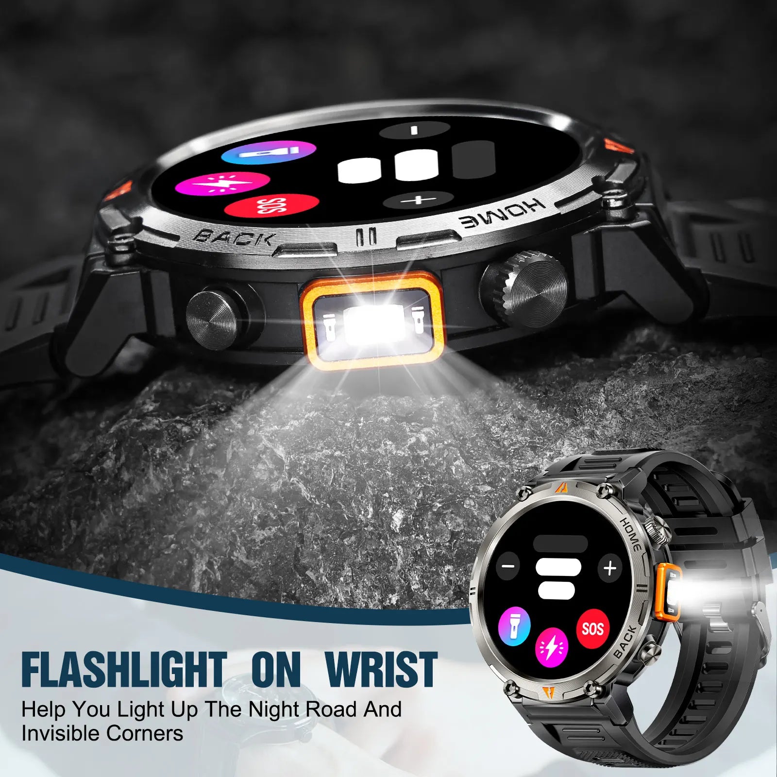 Bluetooth Multi-function Smartwatch Android iOS with Flashlight