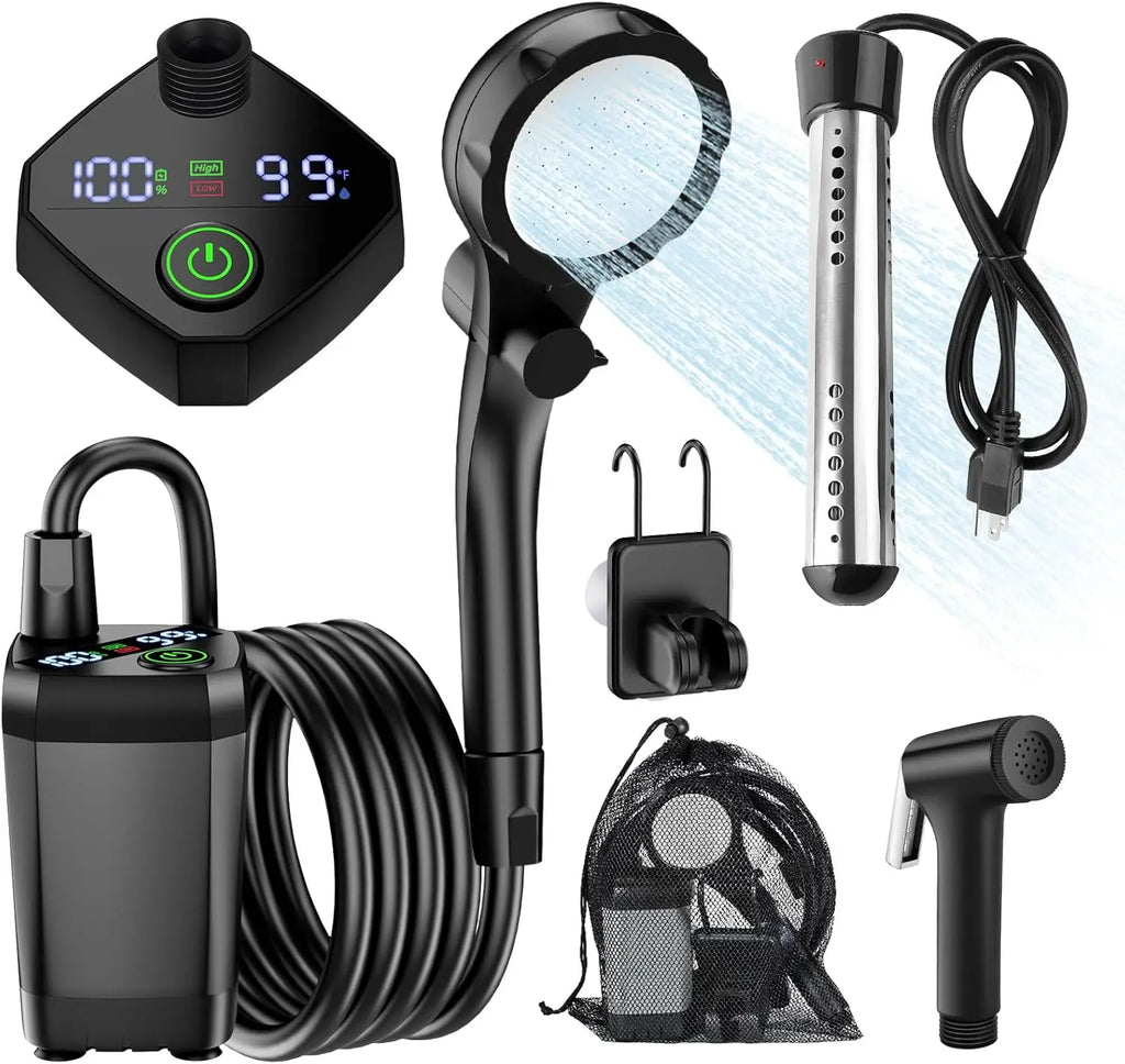 Portable Rechargeable Camping Shower with Heater