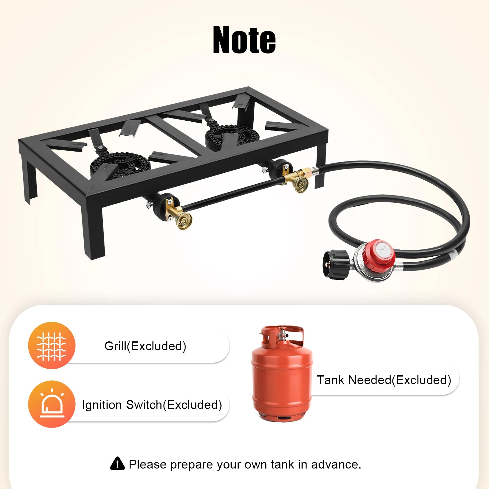 Portable 2-Burner Propane Stove with Regulator Hose